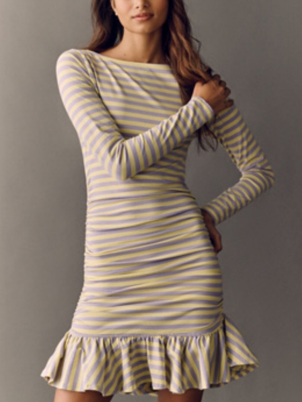 NWT Daily Practice Striped Long Sleeve Ruffle Hem Dress